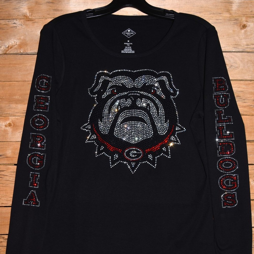 Georgia Bulldogs  long sleeve rhinestone bling shirt XS, S, M, L,XL,XXL,1…